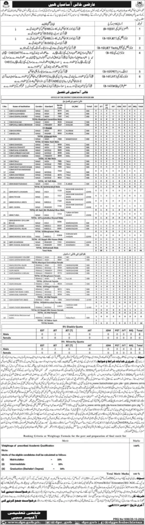 School Education Department Teaching Jobs Sibi 2024