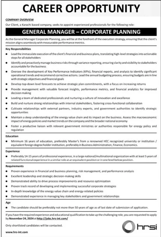 Human Resource Solution International HRSI Jobs Karachi 2024