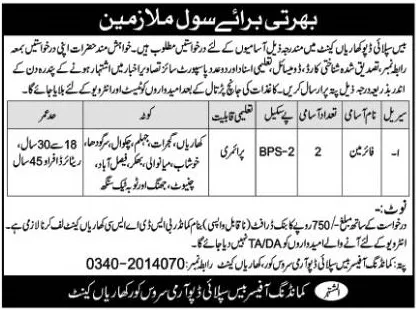 Base Supply Depot Kharian Cantt Jobs 2024