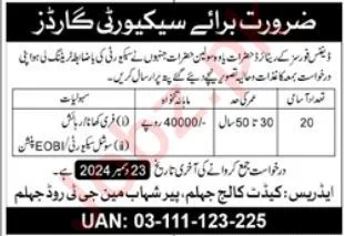 Cadet College Jhelum Job Notice 2024