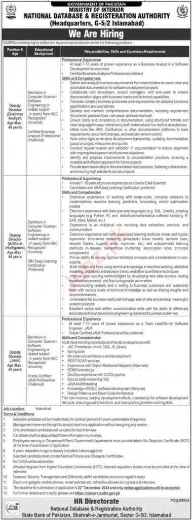 NADRA Islamabad Jobs 2024