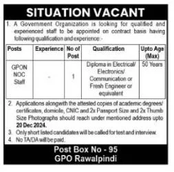 Vacancy Available At Government Organization