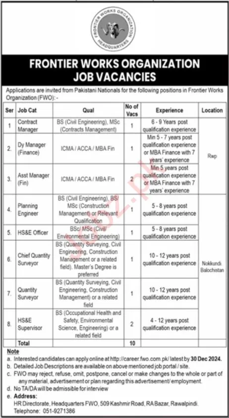 Latest Frontier Works Organization FWO Jobs 20254
