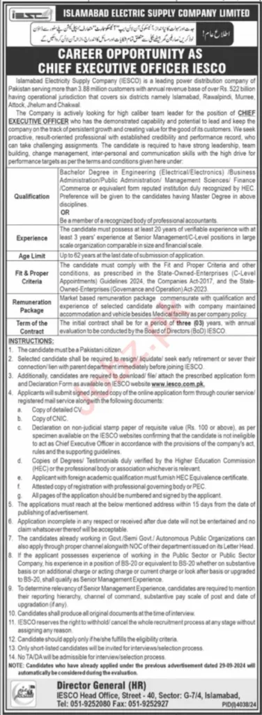 Jobs At Islamabad Electric Supply Company IESCO