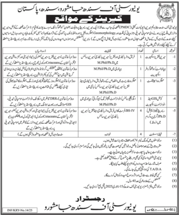 Latest University Of Sindh Jamshoro Jobs 2025